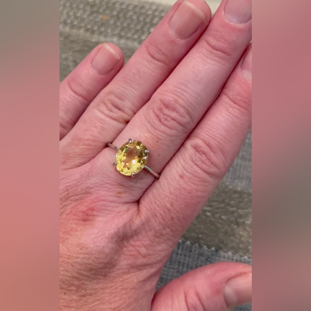 Genuine Citrine Solitaire Ring in Sterling Silver 4.80ct Citrine - ring size 10 - Picture 8 of 10